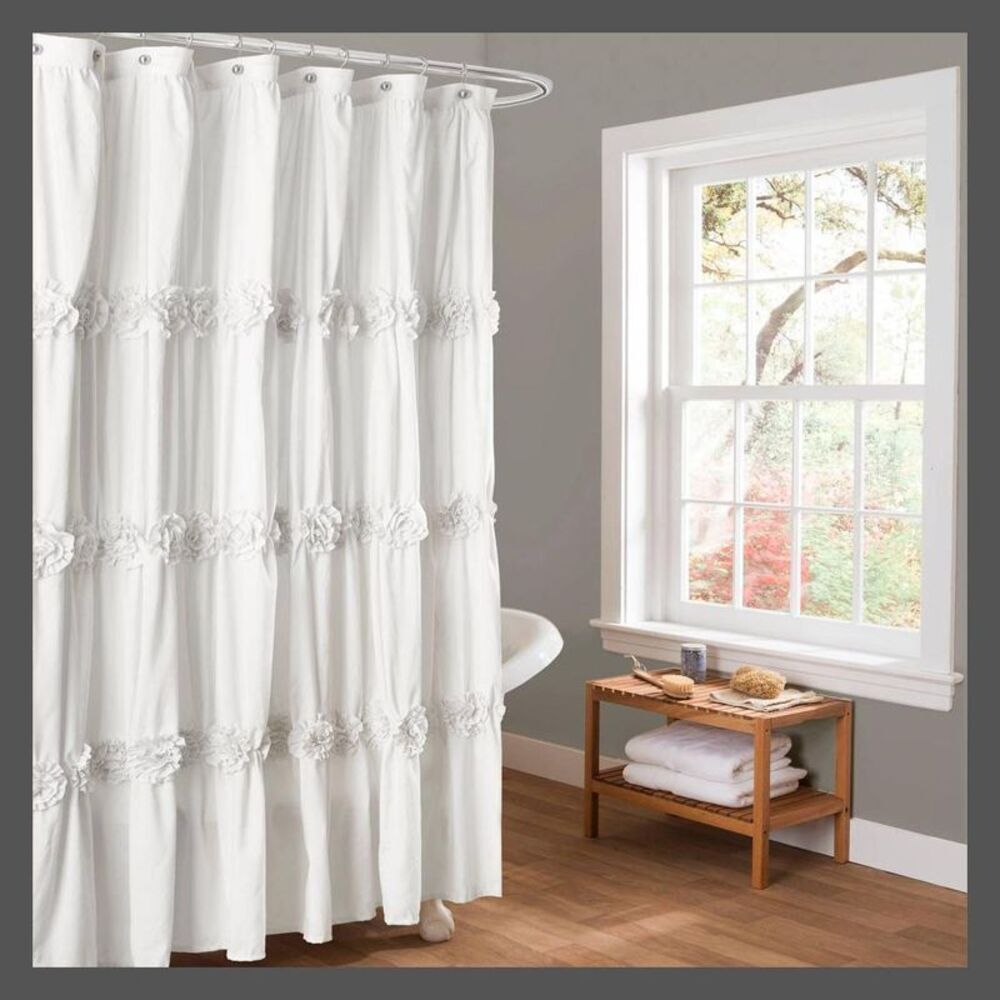 Open Box - Lush Decor - Darla Texture Shower Curtain White - Lush Décor White